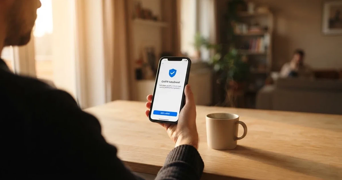 Hráč držící mobilní telefon s otevřenou registrační stránkou online casina, na displeji logo BankID