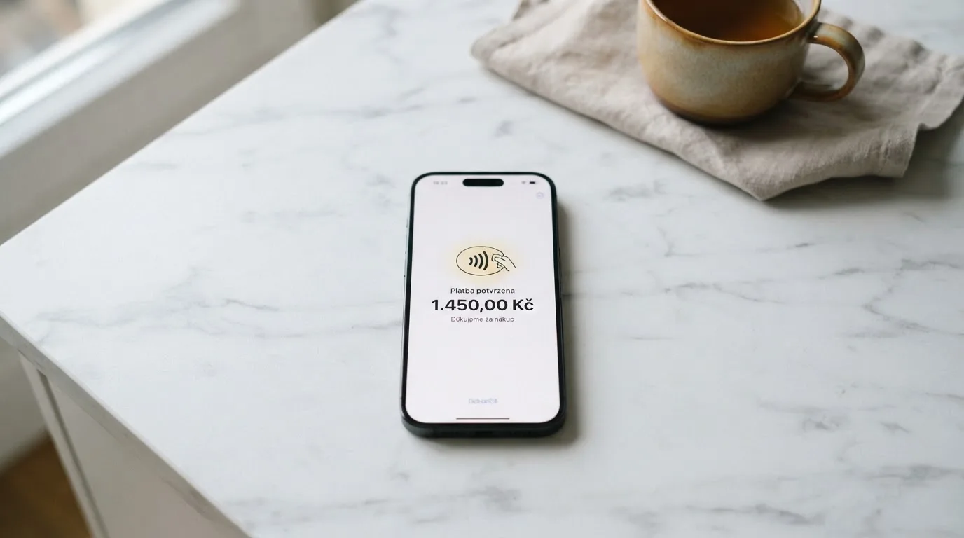 Mobilní telefon s otevřenou platební bránou Google Pay a logem licencovaného kasina
